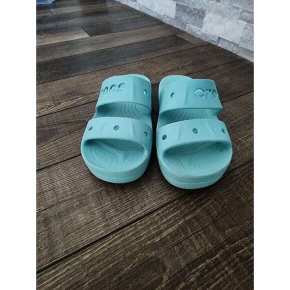 CROCS Classic Slide Sandal Women’s 6 Blue Green Double Strap Slip On 206761 - Picture 3 of 6